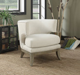 Coaster Dominic Barrel Back Accent Chair White and Weathered Grey Model 902559